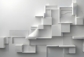 geometric pattern composed of white cubes and rectangles, arranged in a complex manner to create a visually striking and abstract design.