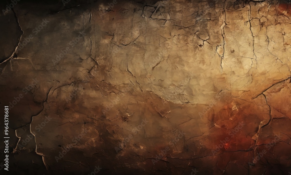 Poster a textured, cracked wall with a dark, moody color palette. the cracks are uneven and vary in size, c