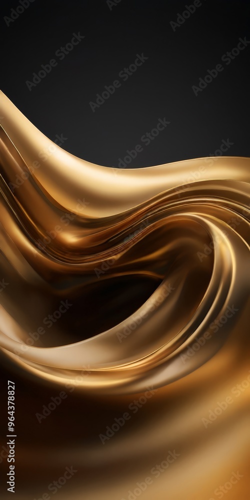 Poster dynamic, abstract representation of gold, with a dark background that accentuates the golden hues. t