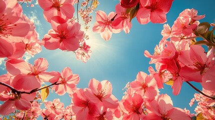 Pink flower tree blossoms. Generative AI