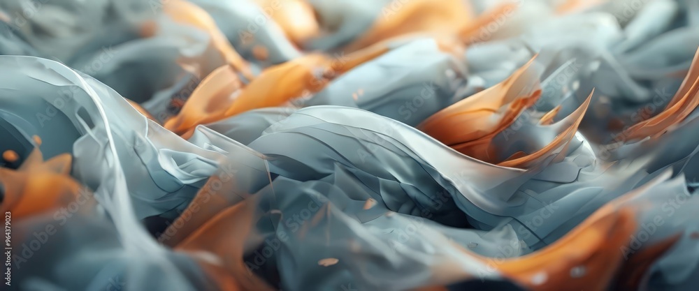Poster a close-up of abstract, swirling patterns in shades of blue and orange, creating a dynamic and visua