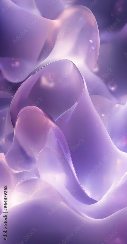 Poster close-up view of a purple, flowing, and ethereal object, possibly a piece of fabric or a cloud-like 