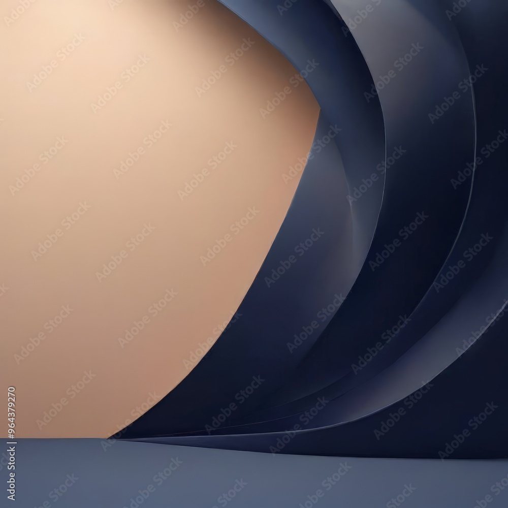 Poster curved, abstract design with a gradient of colors, transitioning from a light peach hue at the top t