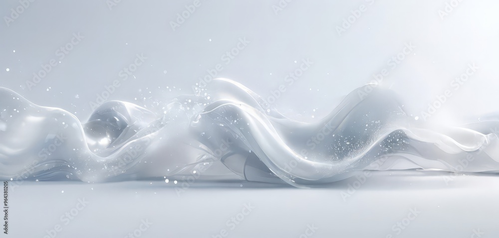 Poster a dynamic, abstract representation of water, with a wave-like shape and a sense of movement. the bac