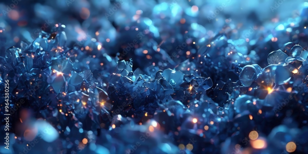 Aufkleber a digital art piece featuring a close-up view of a cluster of blue crystals or stones, with a soft g