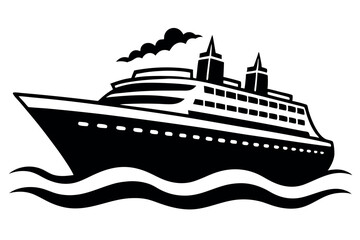 Obraz premium Modern Cruising Ship silhouette vector illustration. 