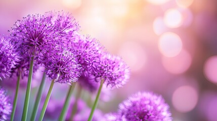 Purple Allium hollandicum blooming. Generative AI