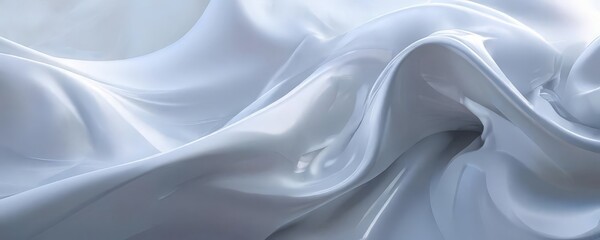 Obraz premium a flowing, wavy texture of a white fabric, resembling the movement of a river or the undulating waves of the ocean. The fabric appears to be made of a shiny, silky material,