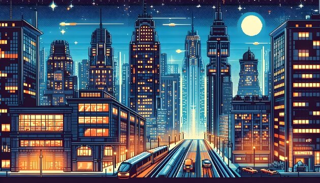 2d Pixel Art City Background