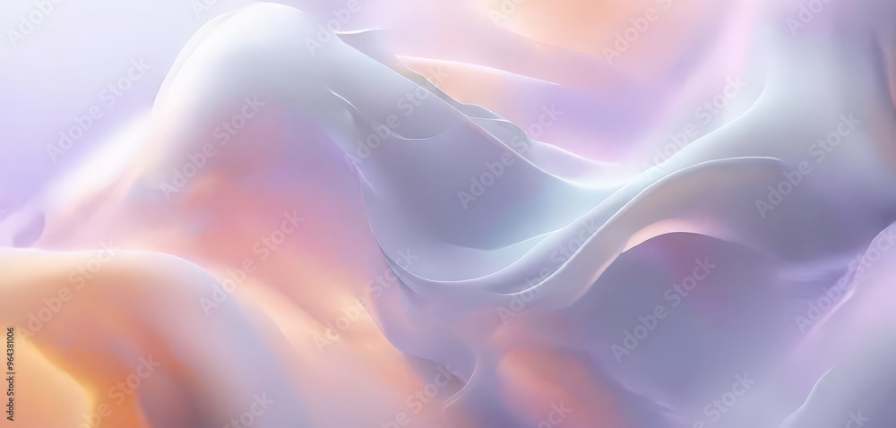 Poster soft, abstract representation of a cloud-like shape, with a gradient of pastel colors transitioning 