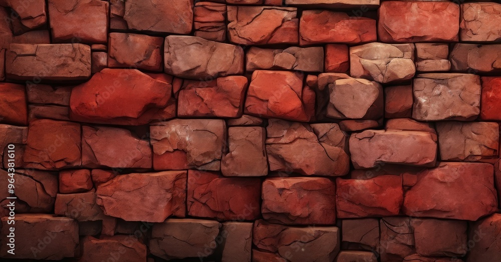 Poster a close-up view of a red brick wall, showcasing the intricate patterns and textures of the bricks.