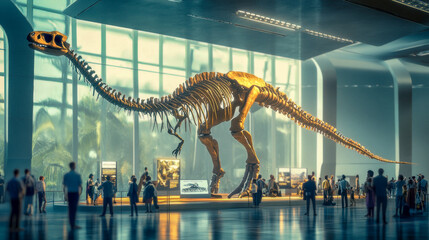 Qunkasaura pintiquiniestra Skeleton Exhibit in Modern Museum