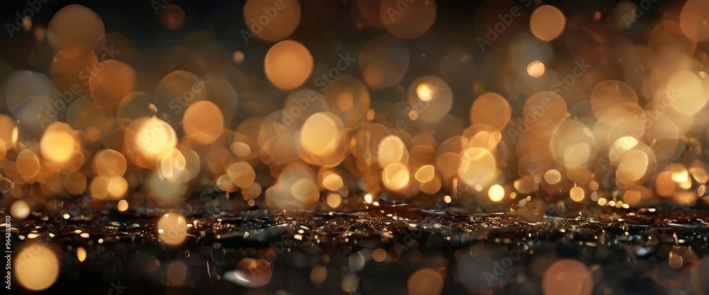 Poster close-up view of a textured surface with a multitude of small, circular lights in various shades of 
