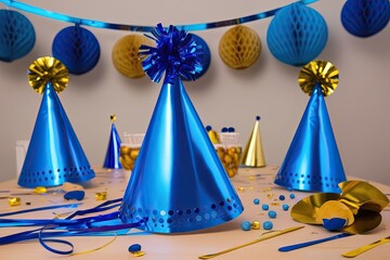 Bright Blue Party Hat Cutout for Festive Celebrations