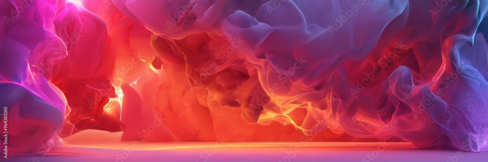 Aufkleber a vibrant, abstract scene with swirling, multicolored shapes and patterns, creating a dynamic and vi
