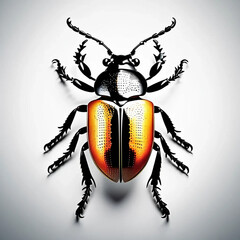 Hyper-Realistic Beetle on White Background with Intricate Detail