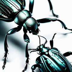 Hyper-Realistic Beetle on White Background with Intricate Detail