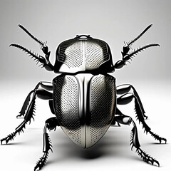Hyper-Realistic Beetle on White Background with Intricate Detail