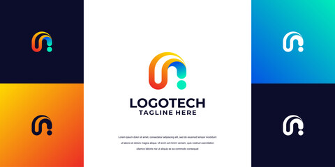 abstract logo design, letter A logo technology company