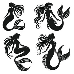 Fototapeta premium Flat design mermaid silhouette illustration