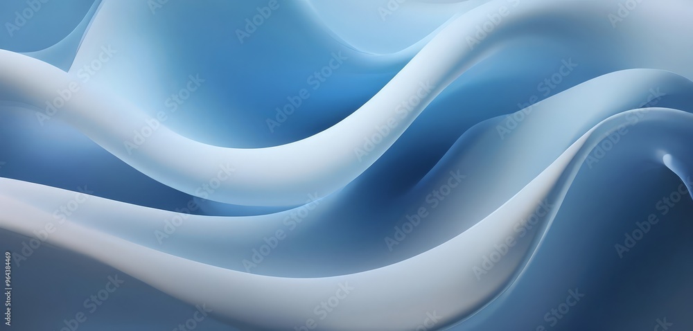 Poster close-up view of a wave-like pattern in shades of blue, with a gradient effect transitioning from li