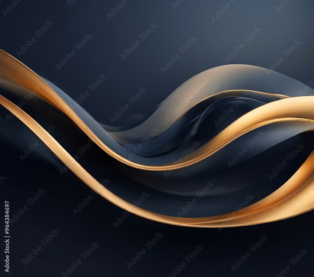Aufkleber dark blue background with a wave-like pattern of gold and black lines, creating a sense of movement 