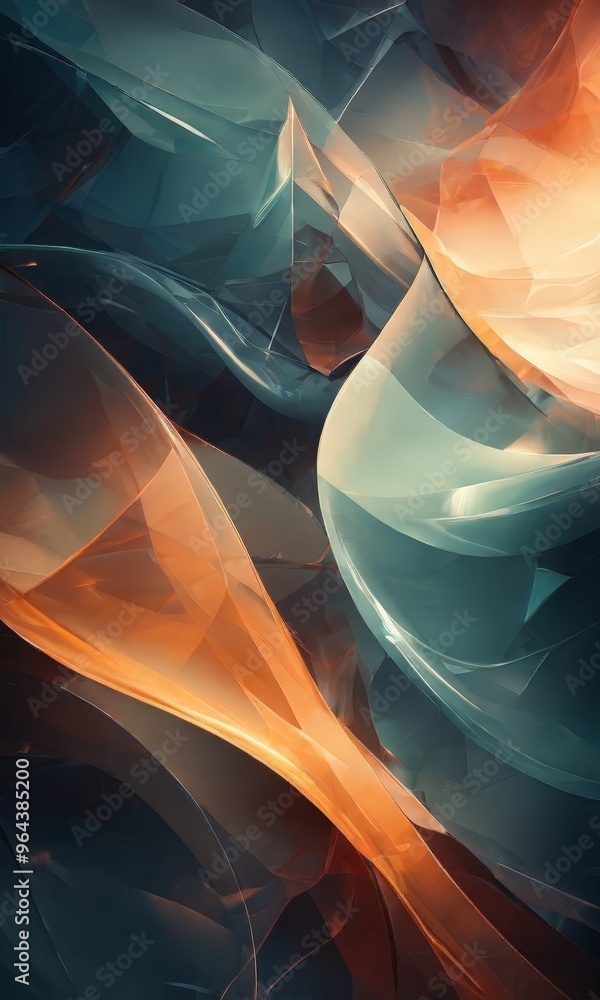 Poster an abstract digital artwork featuring a complex interplay of overlapping and intersecting lines and 