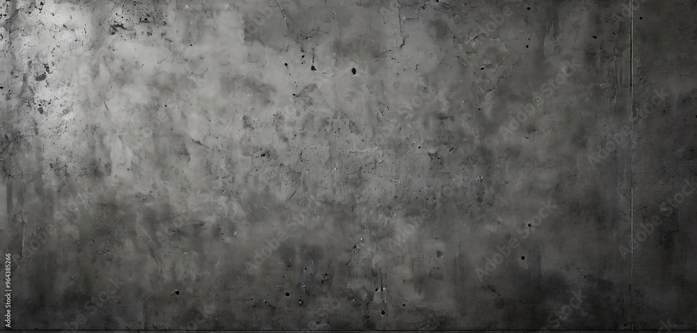 Poster a close-up view of a textured concrete wall, with a dark gray color and visible cracks and stains.