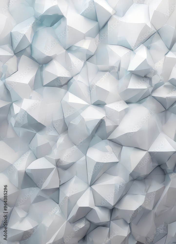 Poster white, abstract pattern composed of numerous triangular shapes, creating a visually striking and geo