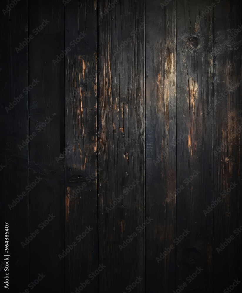 Poster a dark, textured wooden surface with visible grain and cracks, creating a rustic and aged appearance