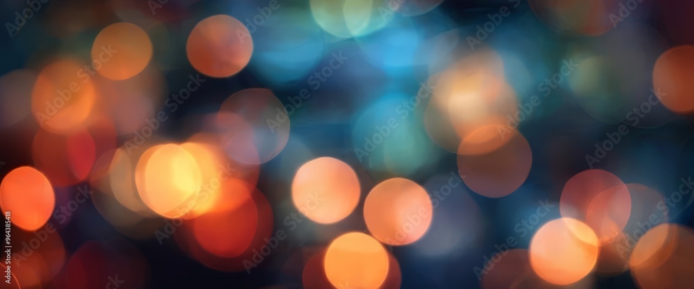 Aufkleber a blurred, bokeh-filled background with a mix of orange, blue, and red lights, creating a vibrant an