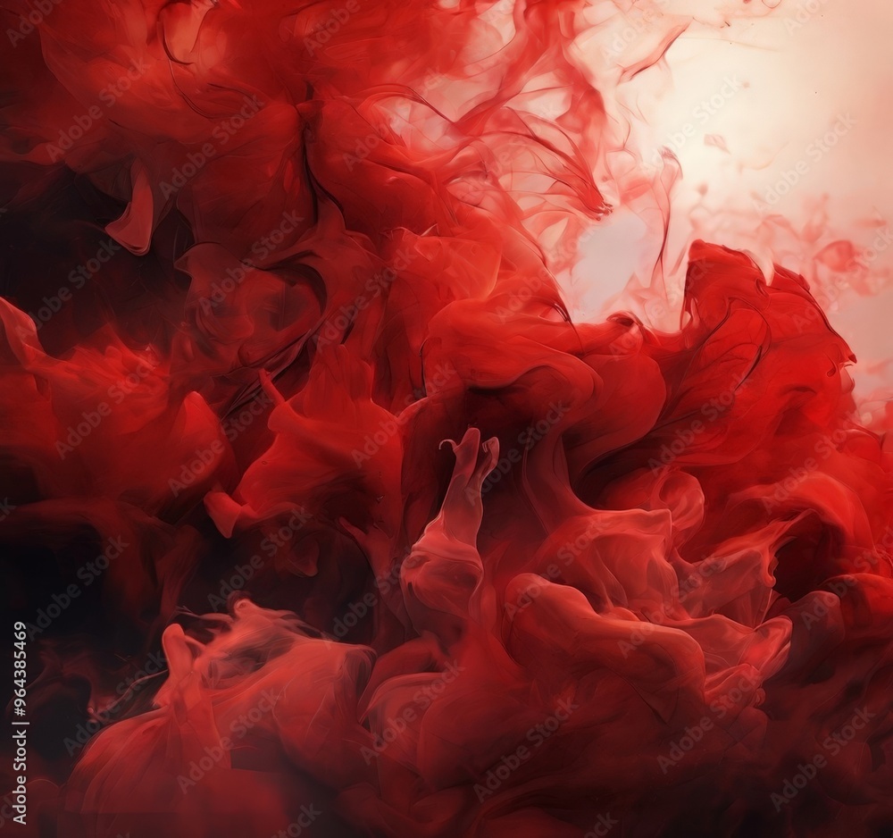 Poster a swirling, ethereal red smoke or vapor, with the edges of the image appearing to be in black, creat