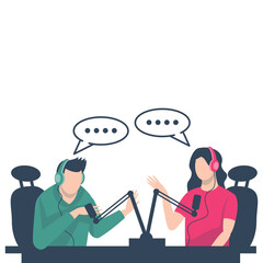 People Doing Podcast. International Podcast Day Illustration