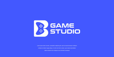 Vector game logo template. Joystick icon B letter game logo