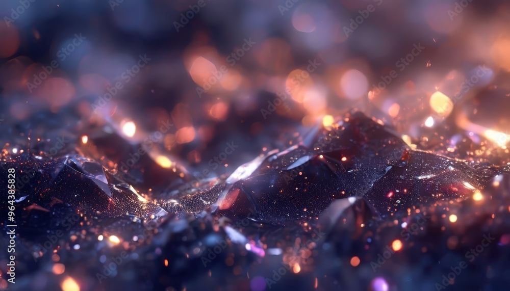 Aufkleber a digital art piece featuring a close-up view of a dark, rocky surface with a glittering, sparkling 