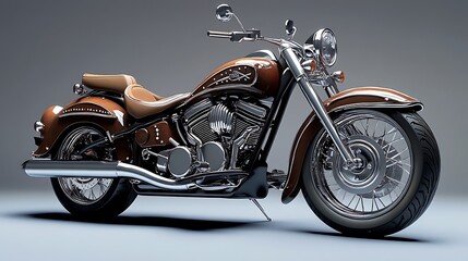 Obraz premium Brown and Chrome Cruiser Motorcycle with Spoked Wheels