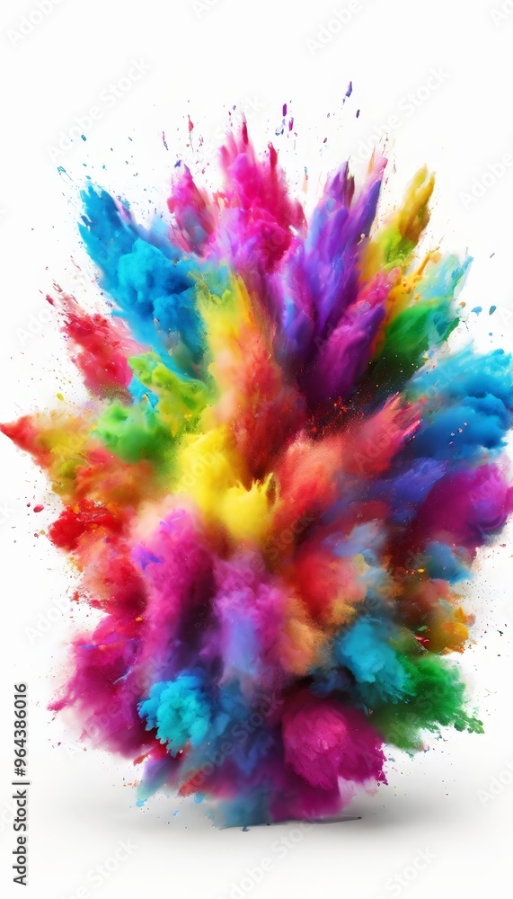 Poster a vibrant explosion of colorful powder fills the frame, creating a dynamic and visually striking sce