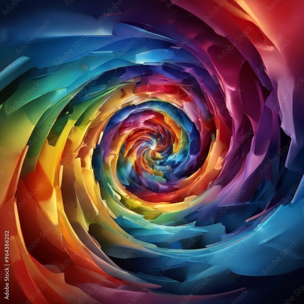 Poster spiral pattern with vibrant colors, creating a mesmerizing and visually striking effect.