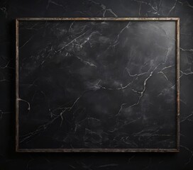 A dark, textured marble surface with a dark frame is displayed against a black background.