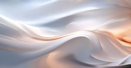 Fototapeta premium dynamic abstract composition of flowing, curving lines in shades of white, light blue, and orange, creating a sense of movement and fluidity.