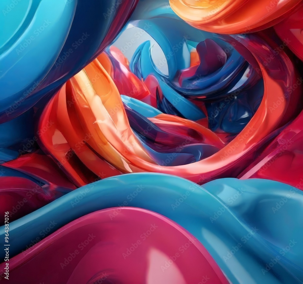 Poster a vibrant abstract composition featuring a swirling pattern of overlapping curved lines in various s