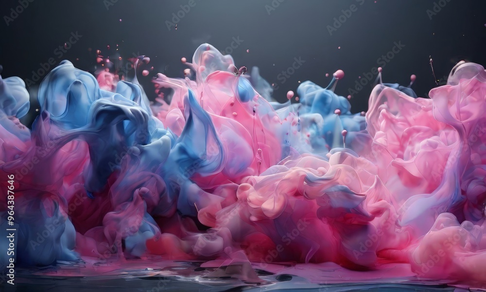 Poster a vibrant and dynamic scene of colorful smoke or ink swirling and mixing together, creating a visual