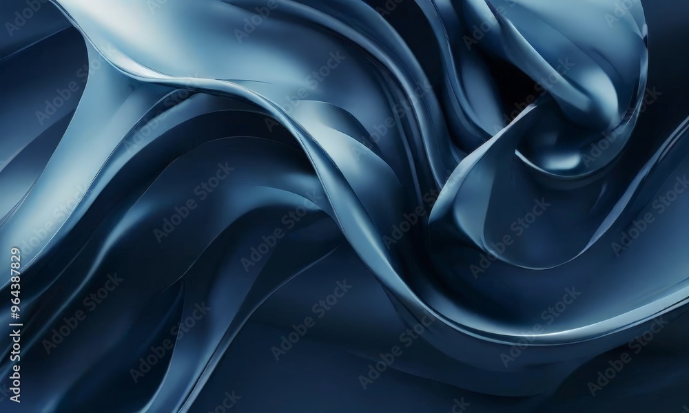 Poster close-up view of a flowing, abstract blue-green wave-like pattern, with a gradient effect transition
