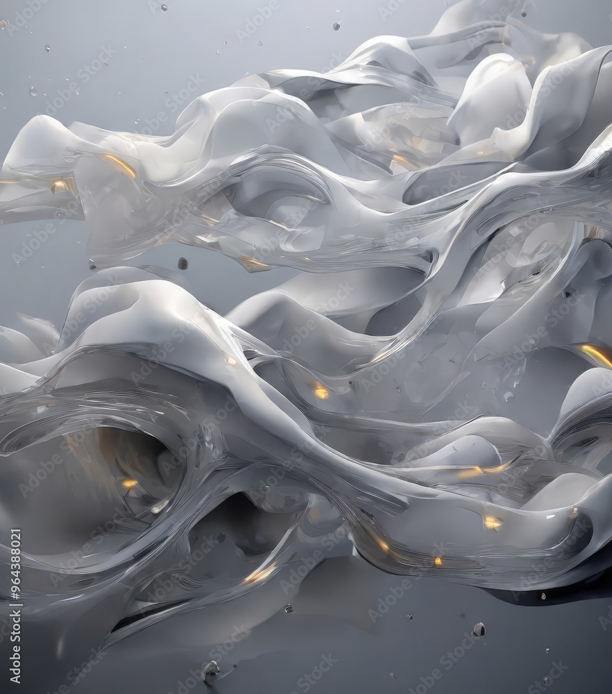 Aufkleber a swirling, abstract pattern of white and gray shapes, with small yellow and orange specks scattered