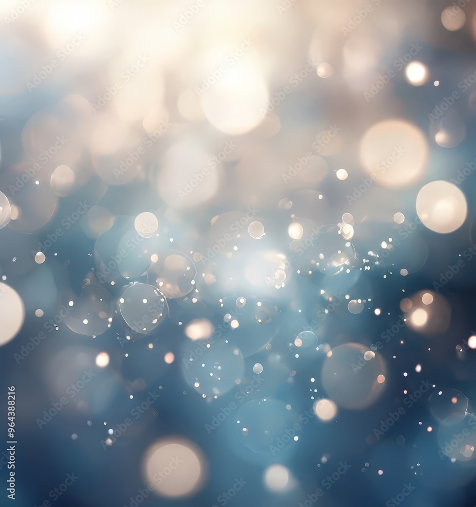 Poster blurred, bokeh-filled background with a gradient of blue and white colors, creating a sense of depth