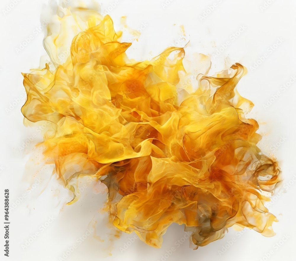 Poster a vibrant, abstract representation of fire, with swirling yellow and orange hues that create a dynam
