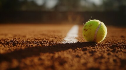 Tennis Ball on Clay Court