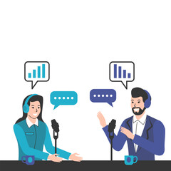 People Doing Podcast. International Podcast Day Illustration