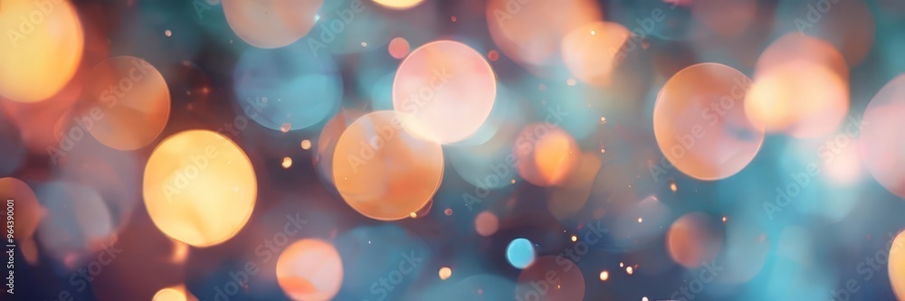 Aufkleber blurred, bokeh-like background with a mix of orange, blue, and pink hues, creating a vibrant and dyn