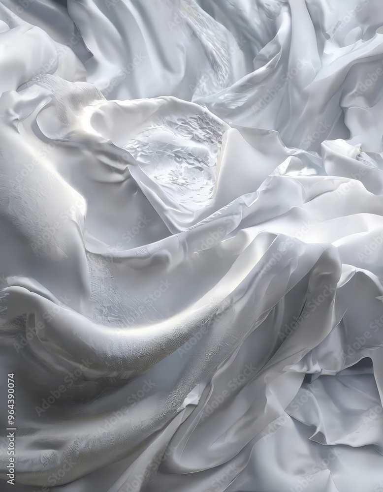 Aufkleber a close-up view of a white fabric with a crumpled texture, creating a sense of movement and depth.